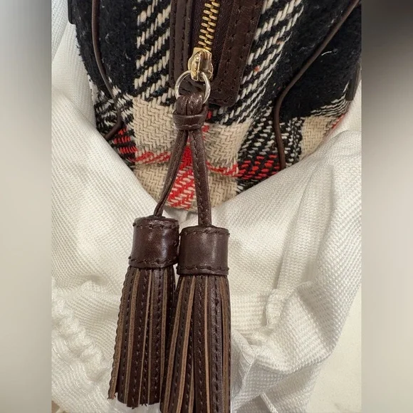 Kate Spade tartan handbag. Plaid wool like texture with leather trim. - Picture 3 of 7